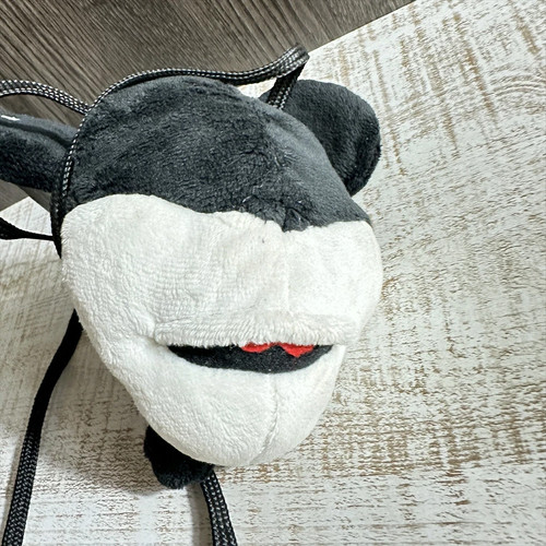 Disney Mickey Mouse Plush Pouch Japanese Monochrome Neck Strap 14x12cm 000864 - Picture 5 of 22