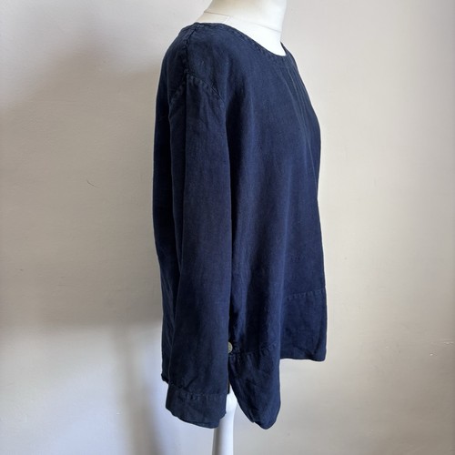 Top The Linen Press Talla EU 50 UK 18 Azul Marino Calce Relajado Lagenlook 100% Lino - Imagen 5 de 11