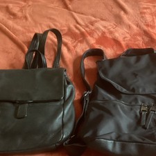 Black Backpack Bags Set of 2 Zipper Accents Strap Accent Women