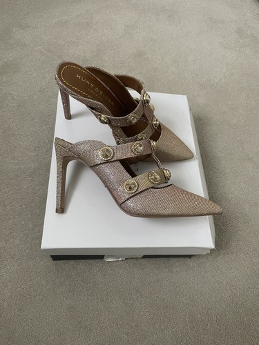 Kurt Geiger Octavia Gold Fabric Occasion Heeled Mules In Size 3 - Picture 13 of 19