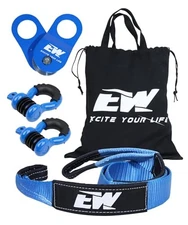  Offroad Recovery Kit - 10-Ton Snatch Block Pulley, 3" x8'Tree Saver 