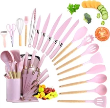 Kitchen Utensil Set,20 Pieces Kitchen Stainless Steel Knives Set Silicone Coo...