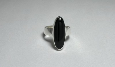 Handmade Sterling Silver & Onyx Ring - Size 9