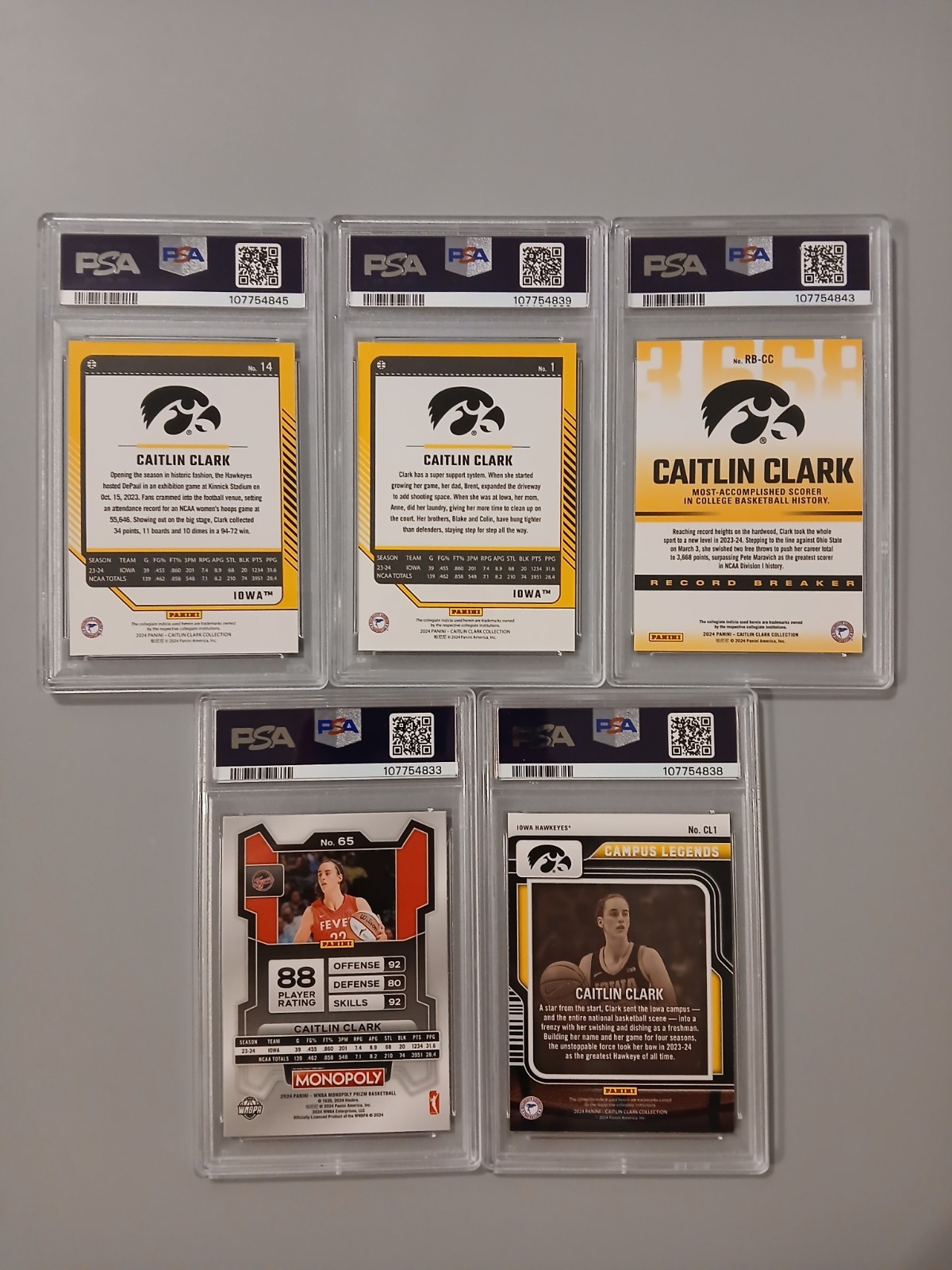 Caitlin Clark PSA Lot - PSA 7-8 (5 Cards) Indiana Fever  view 2