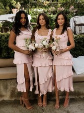 Show Me Your MuMu Women’s Dusty Pink Ruffle Greta Wedding Bridal Dress ~ Medium