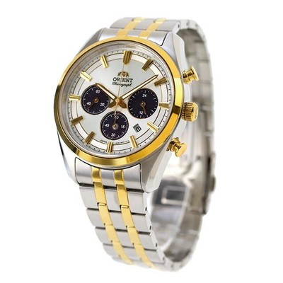 Orient Contemporary RN-TX0302S Panda Analog Men's Watch Gold Silver Solar Quartz