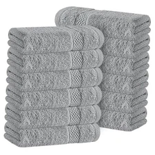 Light Grey Luxury Cotton Washcloths 12 Pc Set - Large 13x13 02: Light Grey