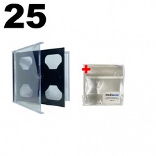 25 STANDARD Black Double CD Jewel Case  100 OPP Plastic Wrap Bag