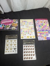 Lisa Frank Bees emojis emoticat kitty cat faces football sticker lot partial