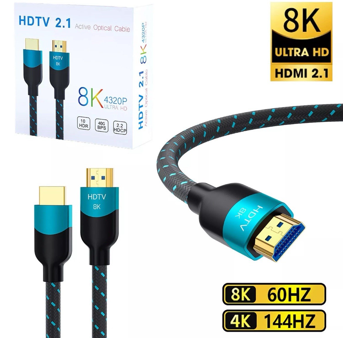 HDMI Cable 8K 2.1 Ultra High Speed 48Gbps UHD Gold PS4 PS5 XBOX Sky Virgin HDTV-image