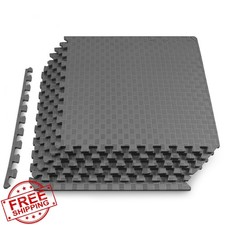 ProsourceFit Puzzle Mat 1/2-in EVA Foam Gym Floor Tiles Grey