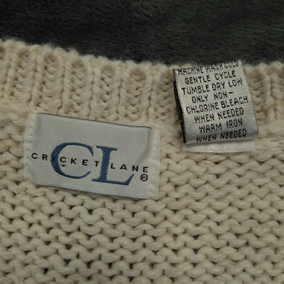 Vtg Cricket Lane Sweater Vest Plus Womens 20W Cream Winter Village Beaded 90s - Image 3 of 4