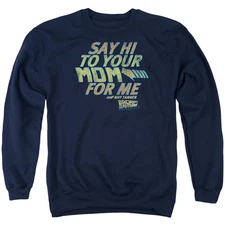 Back To The Future Say Hi Mens Crewneck Sweatshirt Navy Blue Officially Licensed