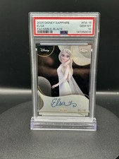 Topps Chrome Disney Sapphire 2025 Elsa Facsimile Auto Black FA-15 /10 GEM MT 10 