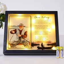 Sympathy Gift LED Memorial Shadow Box 10"x8" Memorial Picture Gone Fishing