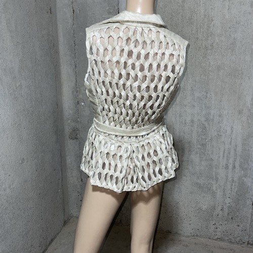 Carolina Herrera Runway Embroidered Beige Silk & Linen Vest Top US 4 - Picture 7 of 11