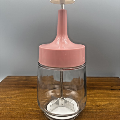 VTG Gemco Food & Nut Chopper Glass Jar Base & Pink Plunger Top