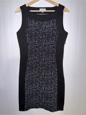 Calvin Klein Black and Charcoal Panel Midi Sheath Dress