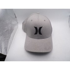 Hurley Flexfit Baseball Cap Hat Gray Black Embroidered Logo Mens Size L-XL