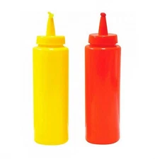 Novelty Phoney Fake Ketchup And Mustard Squirter Bottles Gag Classic Prank Joke