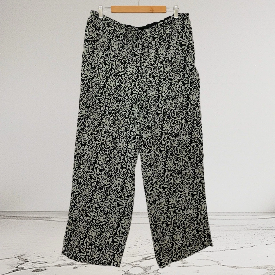 Pantalones florales Ann Taylor para mujer 100 % seda talla pequeña cordón relajado Lagenlook Foto 2 de 4