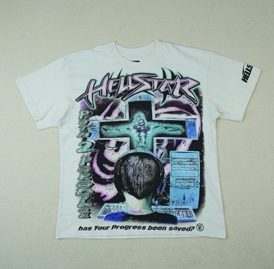 Hellstar Men's Graphic T-Shirt Has Your Progress Been Saved White Size M New
