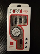 New 3 in 1 Multi USB Cable Charger Retractable Charging Cable TPE Type C