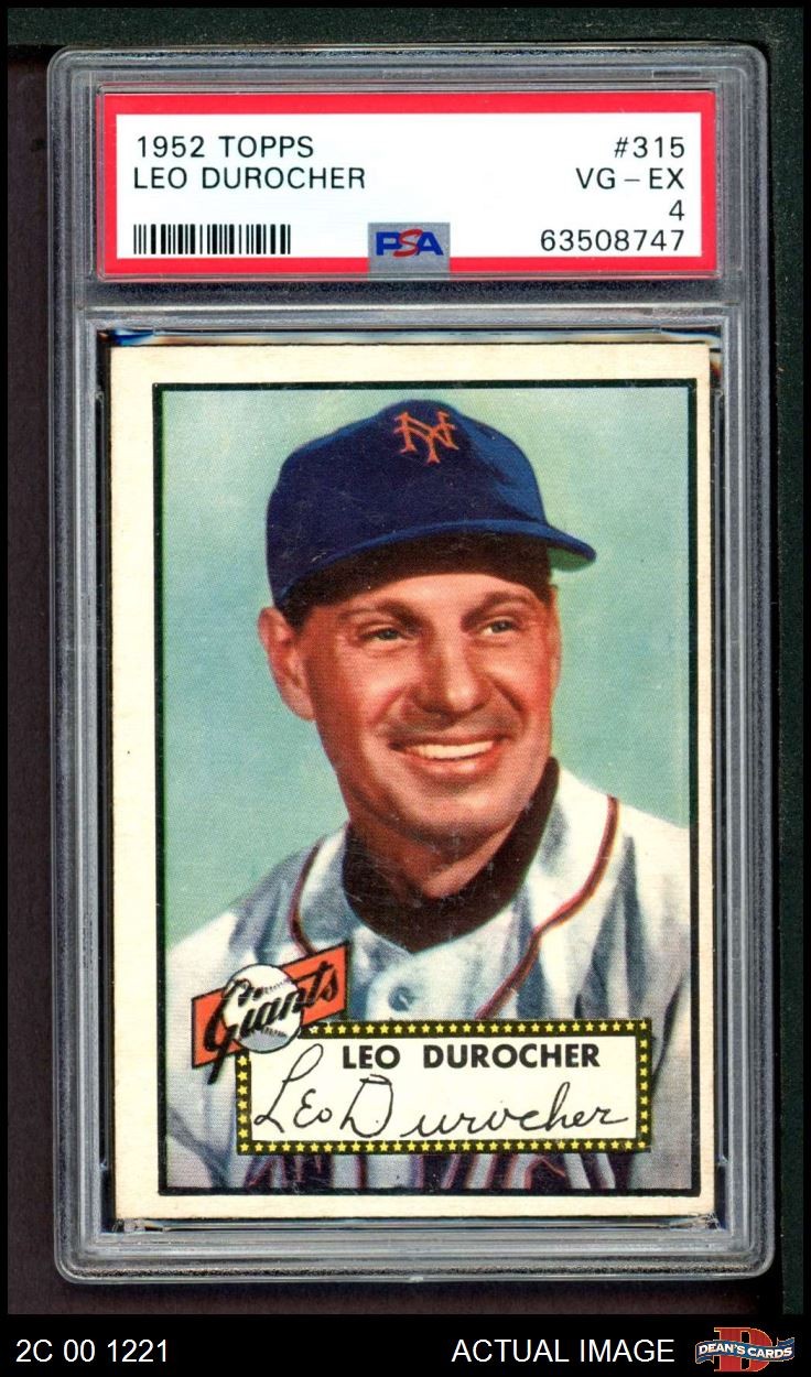 1952 Topps #315 Leo Durocher Giants HOF MANAGER PSA 4 - VG/EX