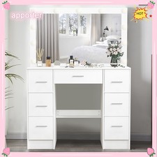 11 LED Lights with 3 Colours Mirror Dresser Table Makeup Desk 7Drawer Vanity Set