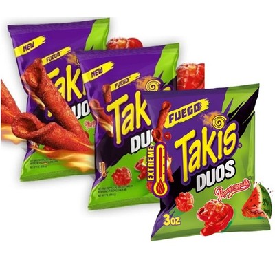Takis Fuego Popcornopolis Duos Hot Chili Pepper Lime Watermelon 7 Oz (3 Bags)