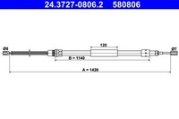 Bremsseil Seilzug Feststellbremse ATE 24.3727-0806.2 FüR Peugeot 3A 309 10A 10C