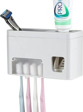 Self Adhesive Toothbrush Holders Wall Mounted, Multifunction Toothpaste Stand