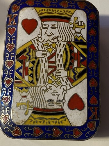 Vintage Cloisonné Rectangle Box With King Of Hearts Motif - Picture 4 of 14