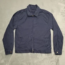 Brixton Bomber Jacket Mens Large Blue 100% Cotton Canvas Full Zip Retro Classic