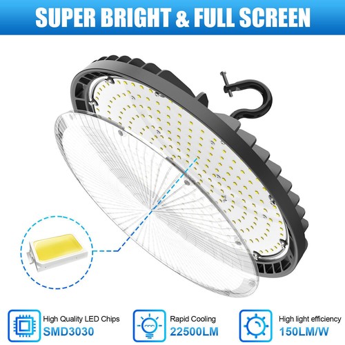 6 Pack 150W UFO LED High Bay Light Shop Factory Warehouse Industrial Fixtures - Picture 5 of 11