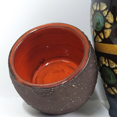 Fat Lava Keramik orange norwegisch ETK Topf Keramik Vulkan Mid Century klein 
