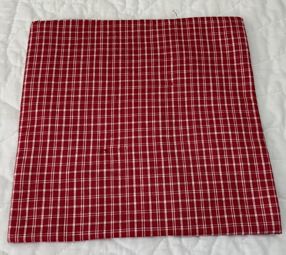 Vintage Antique Patchwork Table Topper, Nine Patch, Early Calicos, Red, White - Image 3 of 4