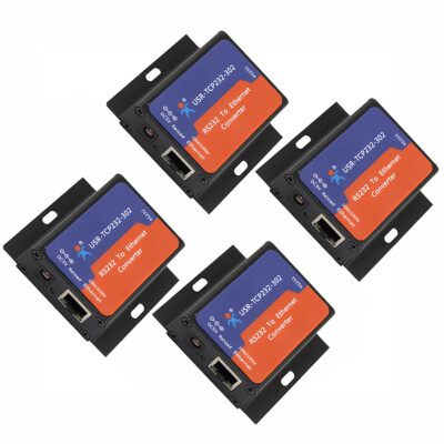 4X RS232 to Ethernet Converter Module Serial TCP IP LAN Network Server US Plug