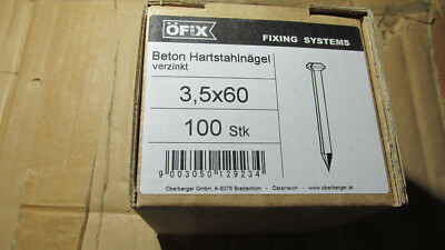 100Stück Beton Hartstahlnägel verzinkt 3,5x60mm   / 2026 KReg