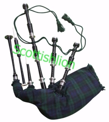  Scottish Great Highland Bagpipe Rosewood Black Colour Silver/Scottish Bagpipe