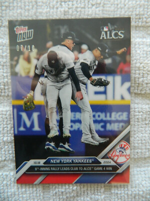 2024 TOPPS NOW MLB ALCS YANKEES WIN GAME 4 CARD #854 - RED PARALLEL ( 7/10 )