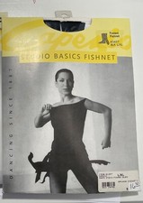 Capezio Studio Basics Women's L XL Fishnet Tights Footed Black Dance 3407 NEW