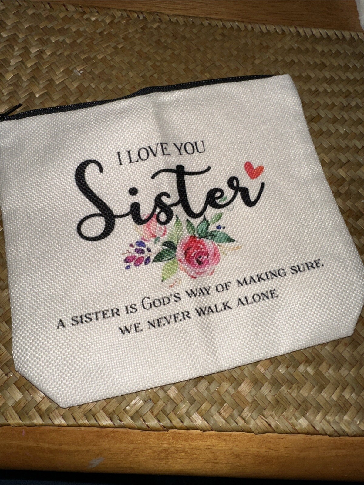Sisters Faith Based, Makeup/bible/trinket Burlap Bag, New