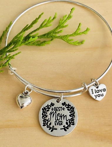 Brazalete Expandible Best Mom Ever for Mothers Day Brillante Plateado - Imagen 2 de 5