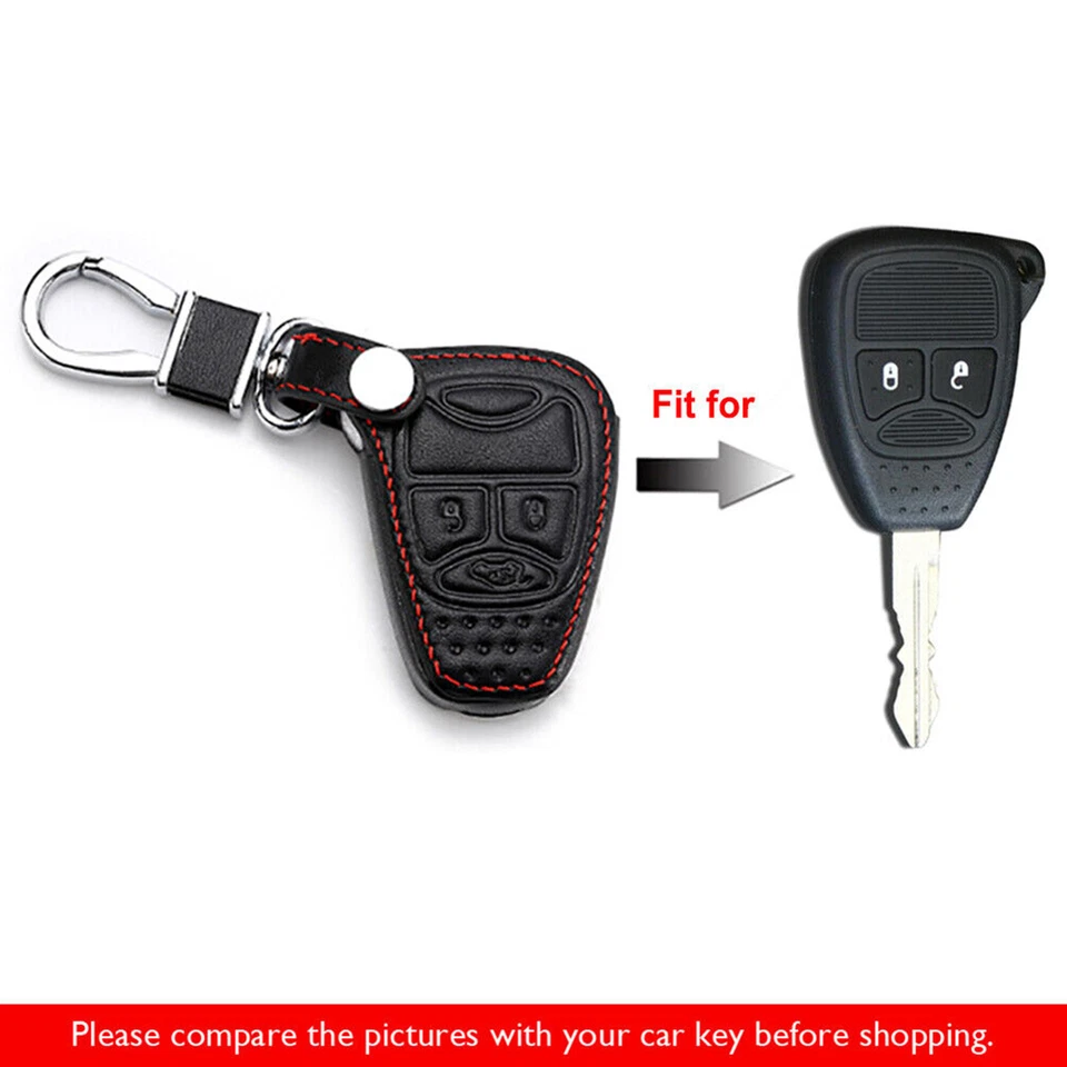 Para Jeep Wrangler 3 Botones Negro Cuero PU Control Remoto Llavero Bolsa Soporte Estuche Cubierta Foto 4 de 4