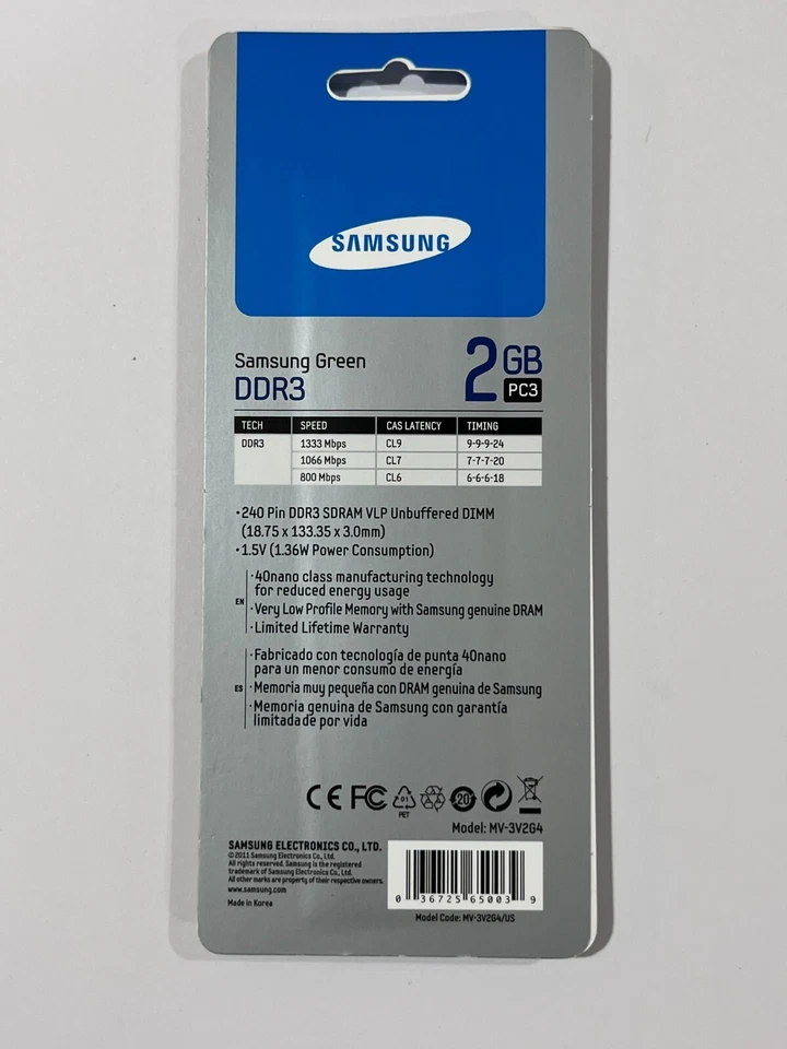 New Samsung 2GB DDR3 1333MHZ PC3-10600 240Pin DIMM M379B5773CH0 - Image 3 of 3