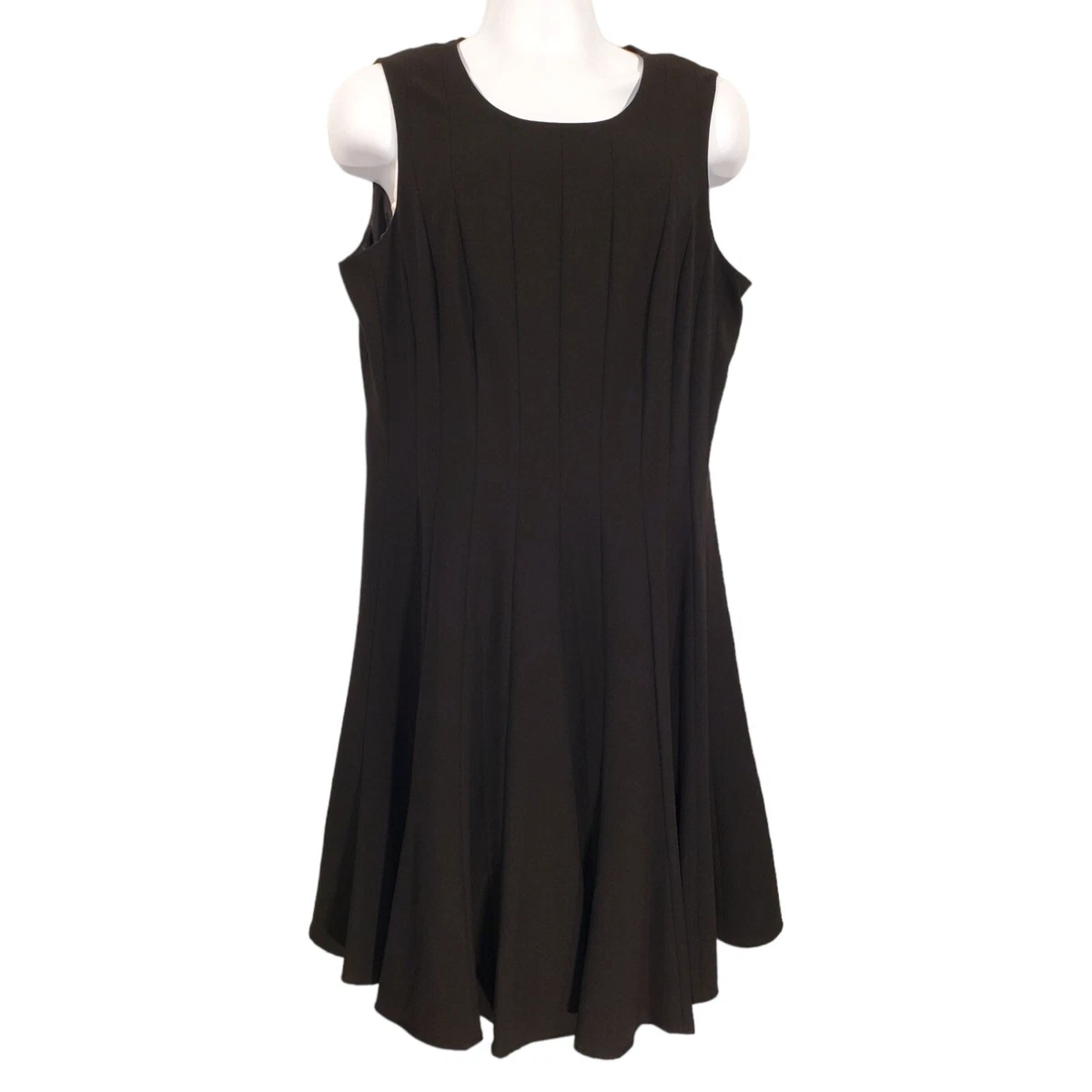 Calvin Klein Sleeveless Panel Career Dress Womens 16W Fit Flare Black NWT