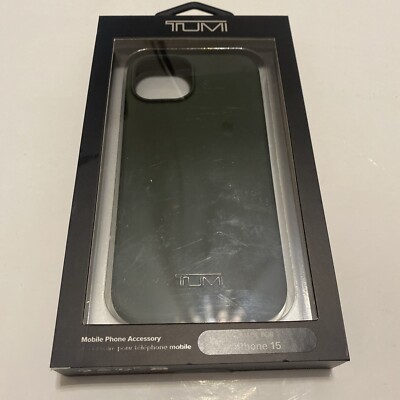 Tumi iPhone 15 Hülle Case Cover Silikon Metall Logo Dunkel Grün
