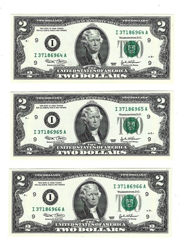 2003 $2 Two Dollar Bills 8 Minneapolis Sequential Uncirculated Free Shipping C5 - Picture 4 of 8