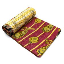 Vintage Quilt Indian Handmade Organic Cotton Gypsy Throw Bedding Cover